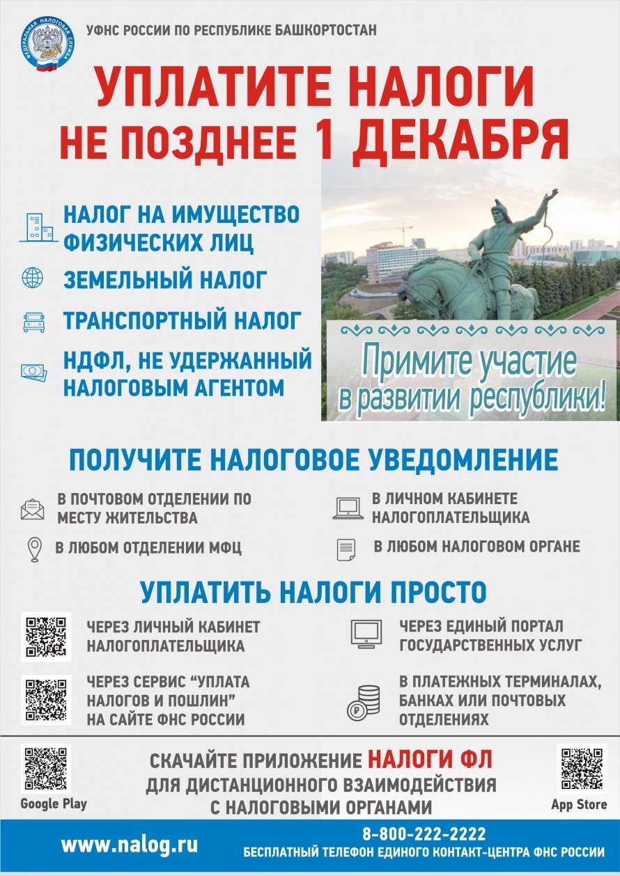 Уплати налоги до 1 декабря 2020г!